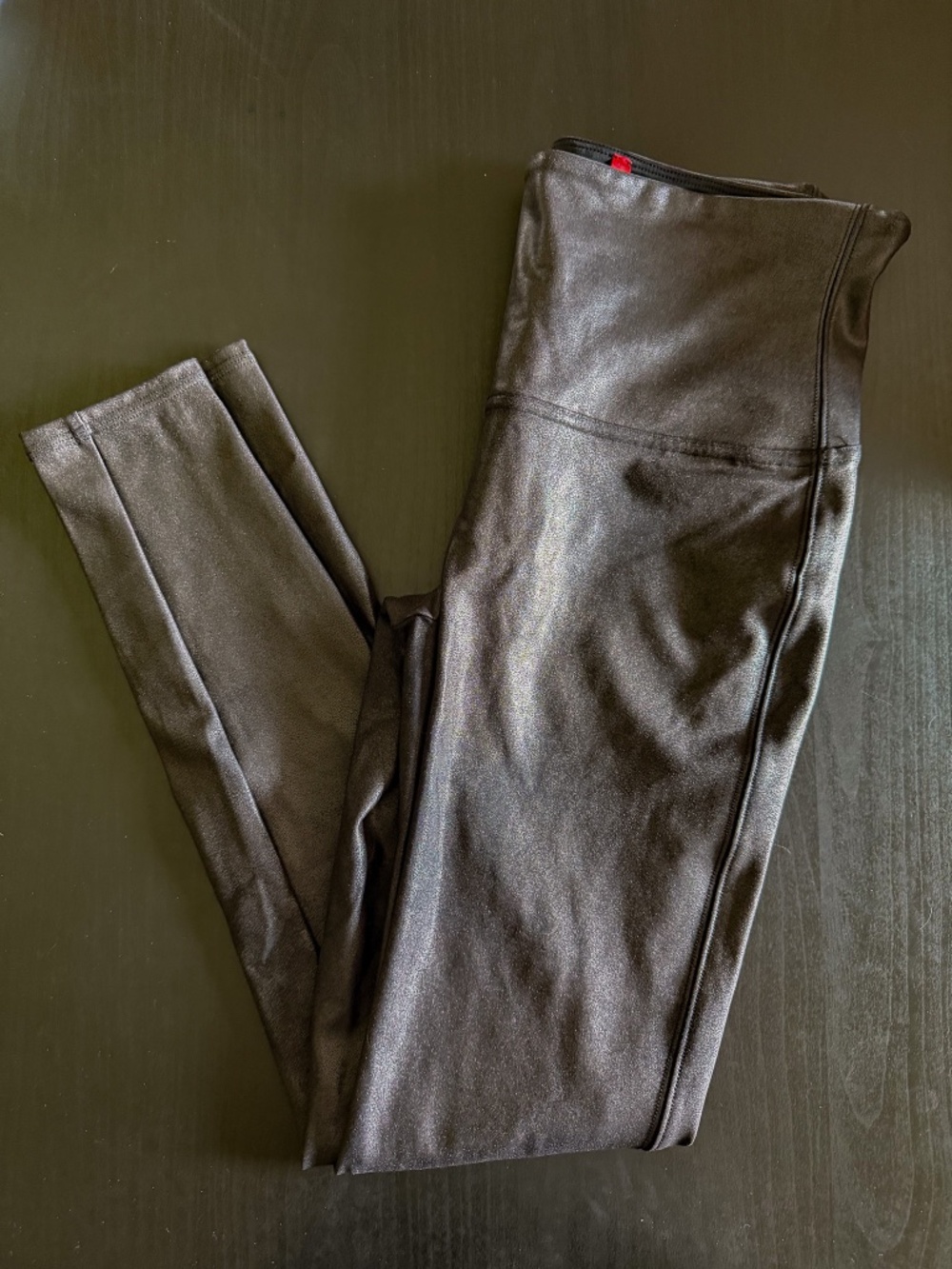 Spanx, Black Faux Leather Leggings, Women's L